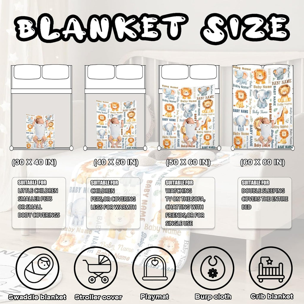 Ship Next Day, Personalized Baby Blanket – Printed in USA, Custom Baby Blanket for Boys & Girls, Baby Blanket with Name, Baby Shower, Easter, Christmas, Birthday Newborn & Toddler Gifts, Baby Gifts