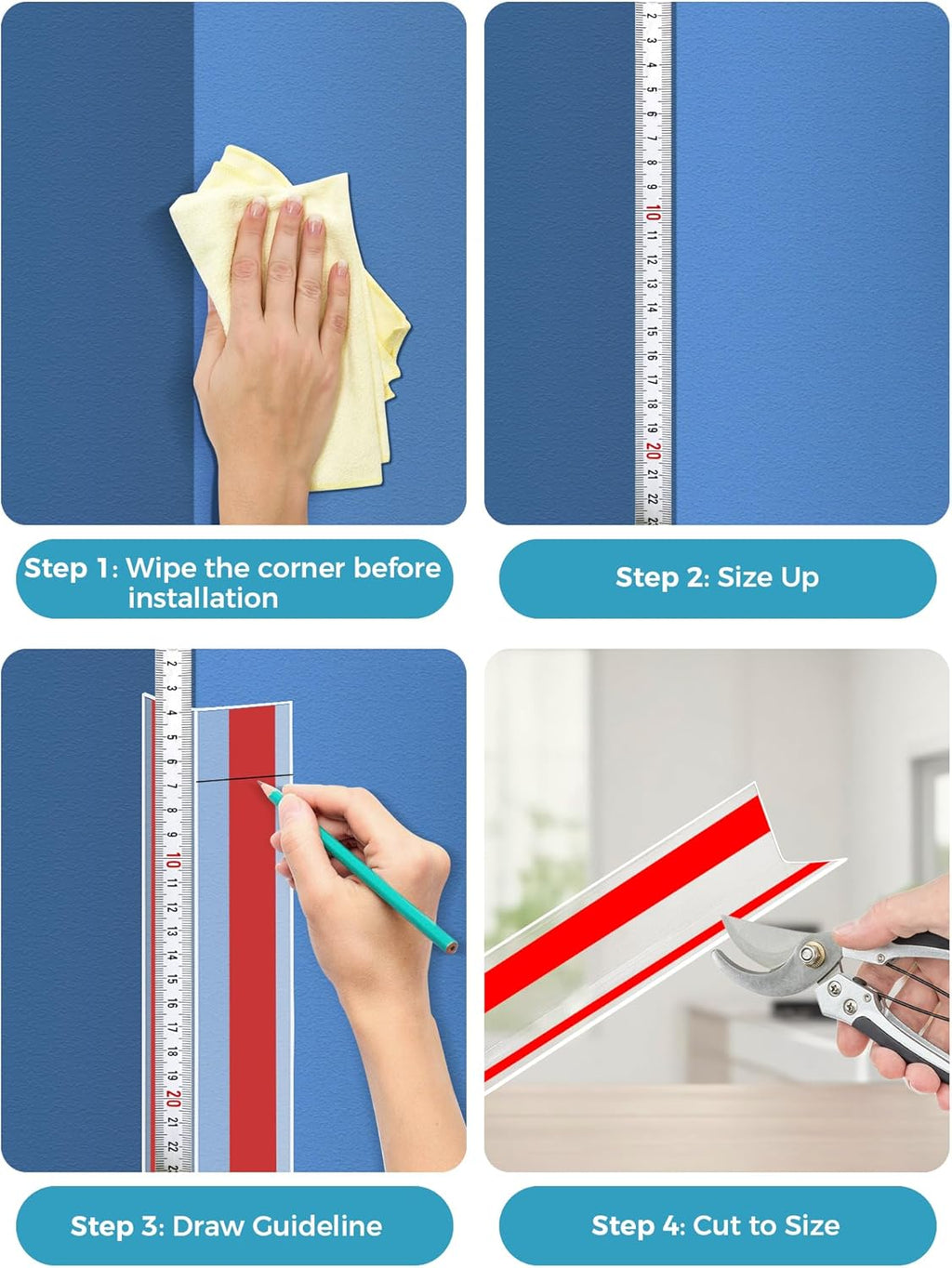 MONOID Wall Corner Protector, 2 PCS Furniture Edge Protection, PC Anti-Bump Guards Avoid Scratching Corner Trim for Door Frame, Table, Countertop, Stair, Self-Adhesive, Clear, 1.97IN×47.24IN/5CM×120CM
