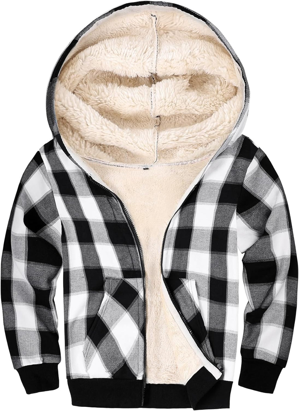 Gihuo Unisex Boy's Girls Winter Warm Sherpa Lined Zip Up Sweatshirt Fleece Jacket Kid's Hoodie Outerwear