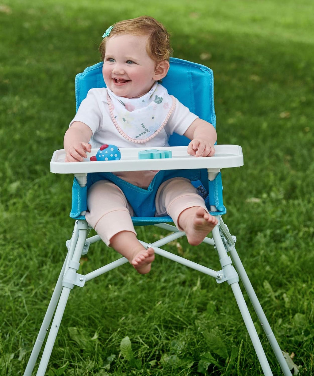 Regalo My High Chair Portable Travel Fold & Go Highchair, Indoor and Outdoor, Bonus Kit, Includes Tray with Cup Holder, Aqua/Turquoise