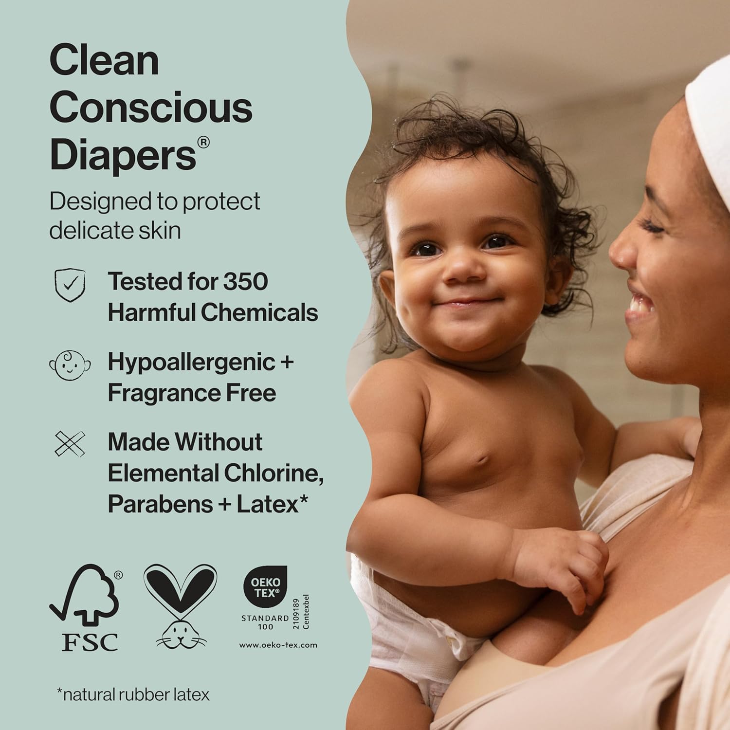 The Honest Company Clean Conscious Diapers for Delicate Skin | Up to 100% Leakproof | Hypoallergenic, Fragrance Free | Gender Neutral | Super Club Box, Size 2 (12-18 lbs), 124 Count (Prints May Vary)