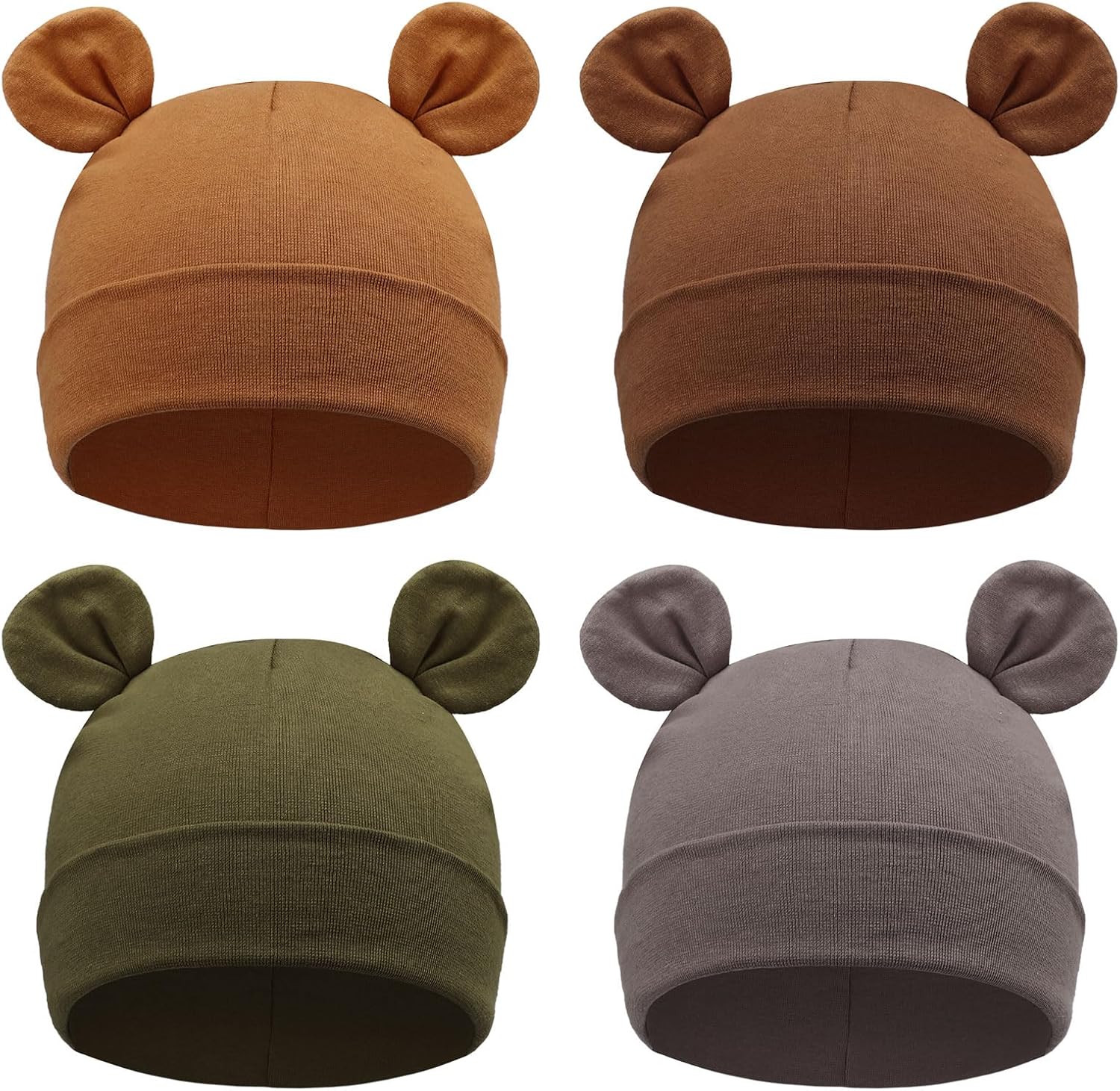 DRESHOW BQUBO 4 Pieces Baby Beanie Newborn Toddler Soft Cute Knit Hat Hospital Hats for Baby Boys Infant Cap Beanies