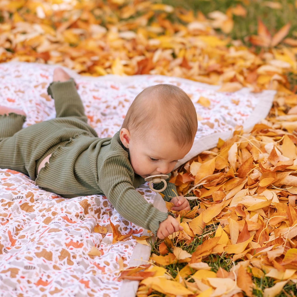 Little Unicorn Newborn Receiving Quilt | Ultra- Soft, Multi-Layered Muslin Fabric | Gift for Newborns & on-The-go (Fall Friends)
