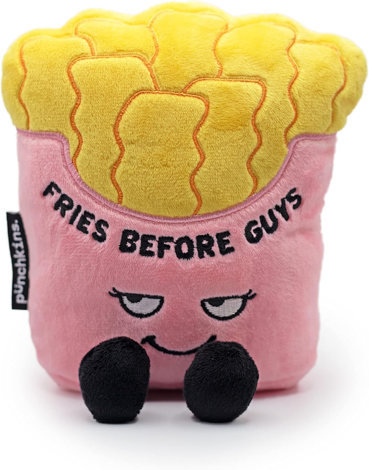French Fries Foodie Plushie, Funny Pun Meme Gag Gift, White Elephant, Stocking Stuffer Present, Great for Emotional Support, Fun Desk Accessory, Weighted Base for Display