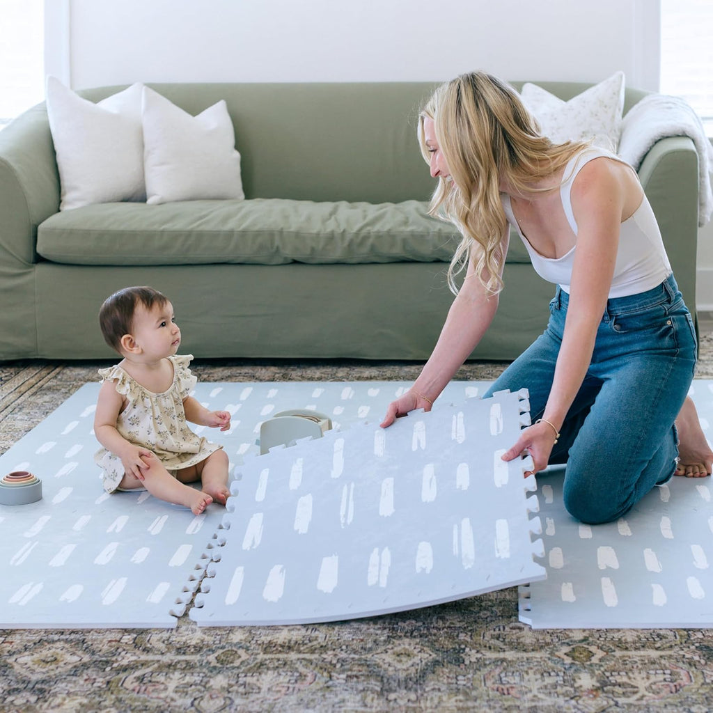 Baby Play Mats for Floor - Shoreline (6x6ft) - Premium EVA Foam Play Mat for Babies & Toddlers - Perfect for Tummy Time, Crawling, Playroom - Stylish & Comfortable Kids Play Mat