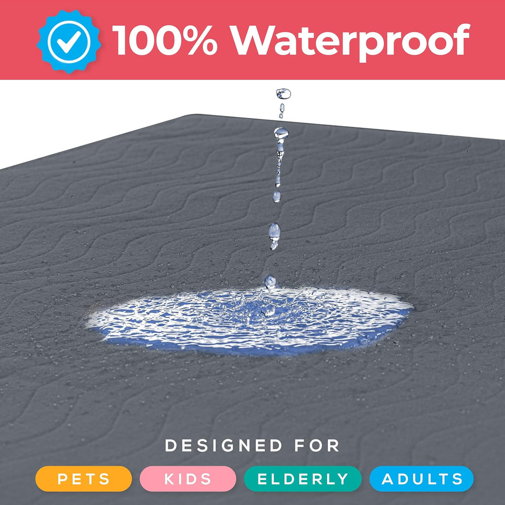Utopia Bedding Washable Underpads 34" x 36" (Pack of 4), Waterproof Reusable Heavy Absorbency Incontinence Bed Pads for Adults, Kids, Elderly and Pets, Bedwetting Pads for Sofa and Couch (Grey)