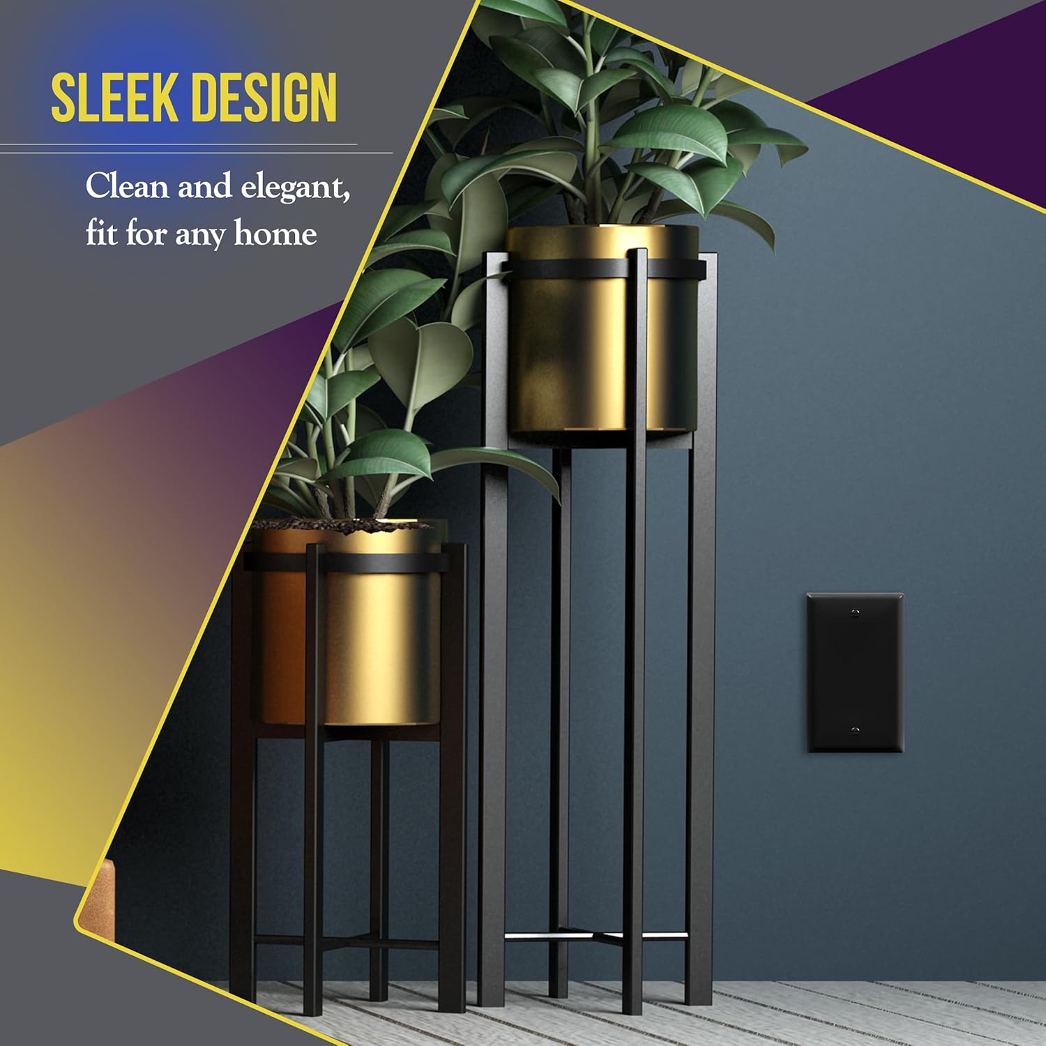 ENERLITES Blank Device Wall Plate, Gloss Finish, Standard Size 1-Gang 4.50" x 2.76", Polycarbonate Thermoplastic, 8801-BK, Black