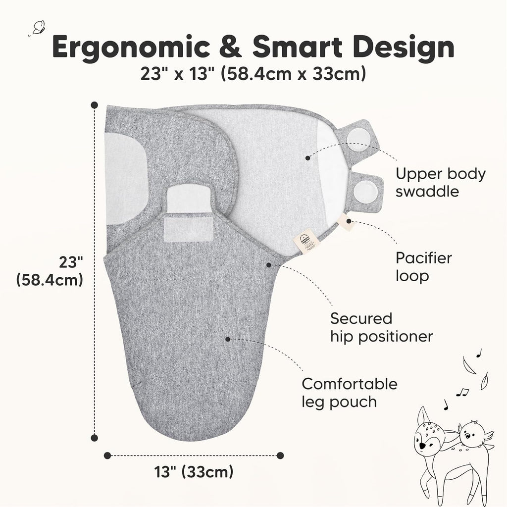 3-Pack Organic Baby Swaddle Sleep Sacks - Swaddles for Newborns, Infant 3-6 Months, Baby Girls, Boys, Soft & Snug Newborn Sleep Sack, Nursery Swaddling Blankets (Cloud, L)