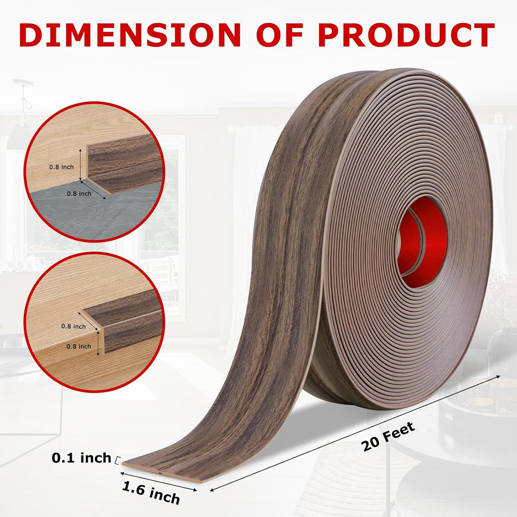 Flexible Wall Corner Protector Moulding Trim Peel and Stick Wall Corner Guards Edge Protector Self Adhesive Molding Trim Strip for Edge Ceiling (Smoked Brown Wood Grain, 1.6 in x 20 Ft)