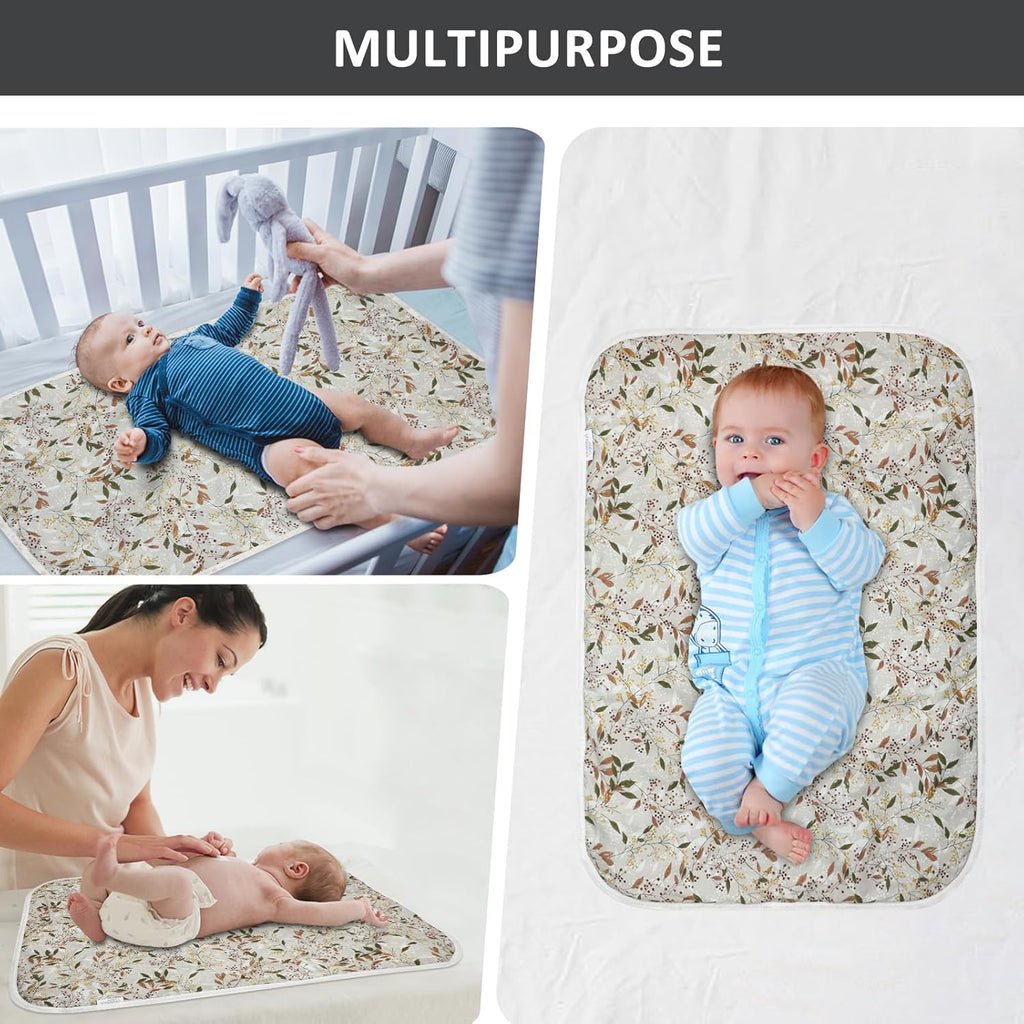 Baby Diaper Changing Pad, 21 5/8" x 31.5" Waterproof Changing Pad Liners - Reusable Soft and Absorbent Portable Changing Mat(Leaf1PCS)