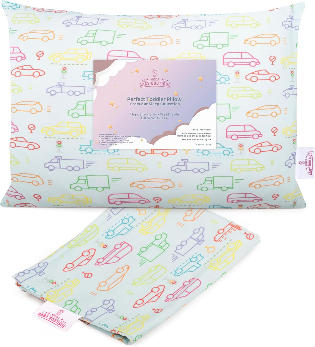 Kona's Perfect Toddler Pillow - Softest Pillowcase, 13 x 18 inch, Ages 2-3