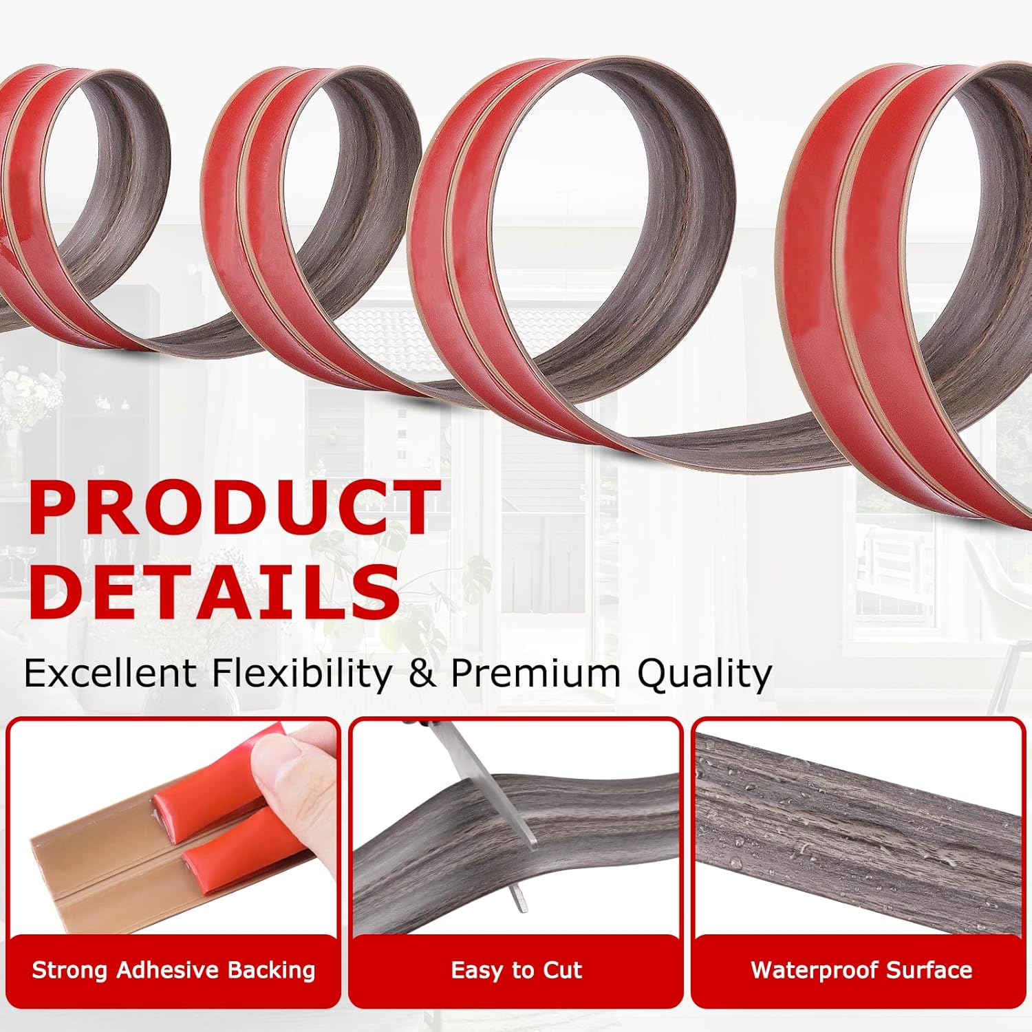 Flexible Wall Corner Protector Moulding Trim Peel and Stick Wall Corner Guards Edge Protector Self Adhesive Molding Trim Strip for Edge Ceiling (Brown Walnut Wood Grain, 1.6 in x 20 Ft)