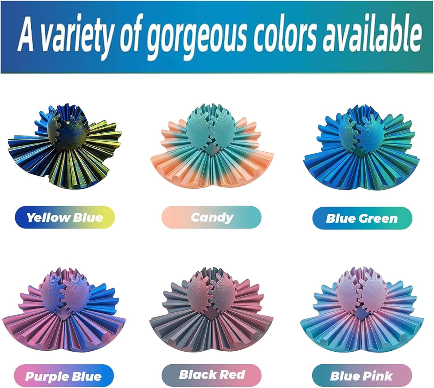 Gear Ball for ADHD 3D Printed Gear Ball Spin Ball Fidget Toy - Gearsphere Gear Ball for Stress and Anxiety Relaxing Fidget Ball - Ideal for Sensory Needs and Autism (Red Blue)