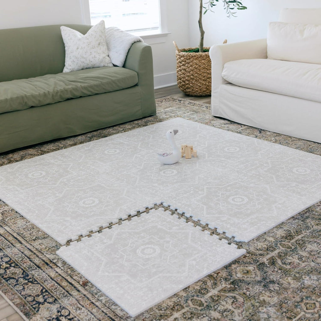 Baby Play Mats for Floor - Layla (4x6ft) - Premium EVA Foam Play Mat for Babies & Toddlers - Perfect for Tummy Time, Crawling, Playroom - Stylish & Comfortable Kids Play Mat