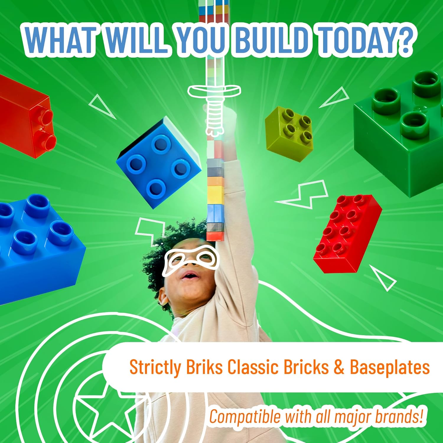 Strictly Briks Classic Bricks Starter Kit, Blue, Green, Gray, and Sand, 96 Pieces, 2x4 Studs, Building Creative Play Set for Ages 3 and Up, 100% Compatible with All Major Brick Brands