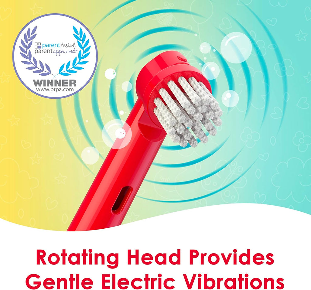 Brusheez Kids’ Electric Toothbrush Set - Safe & Effective for Ages 3+ - Parent Tested & Approved with Gentle Bristles, 2 Brush Heads, Rinse Cup, 2-Minute Timer, & Storage Base (Pepper The Dino)