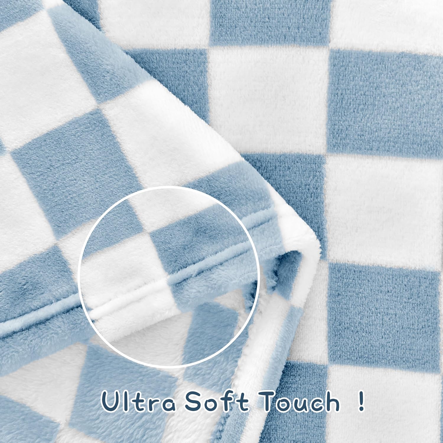 Yurhap Checkered Baby Blanket Fleece Baby Blankets for Boys, Ultra Soft Cozy Fluffy Infant Toddler Newborn Receiving Blankets for Crib Stroller, 30''x40'', Blue
