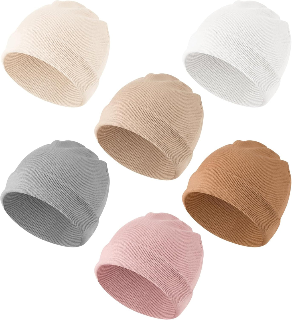 Konssy 6 Pack Baby Beanie Hats for Unisex, Toddler Beanies Baby Girl Boy Hat Warm Cap for Infant, Toddler