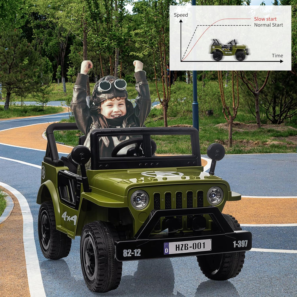 Ride on Truck Car, 12V Electric Ride on Car with Remote Control, MP3, LED Lights, Suspension System, Double Doors, Safety Belt, Ride-on Toy for Kids Aged 3-8 Years