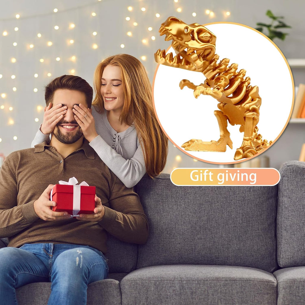 3D Printed Dinosaur Bones Tyrannosaurus Rex Skeleton with Movable Joints, 3D Model Skull T-Rex, Flexible Articulated Dinosaur Fidget Toys Adults for Autism/ADHD