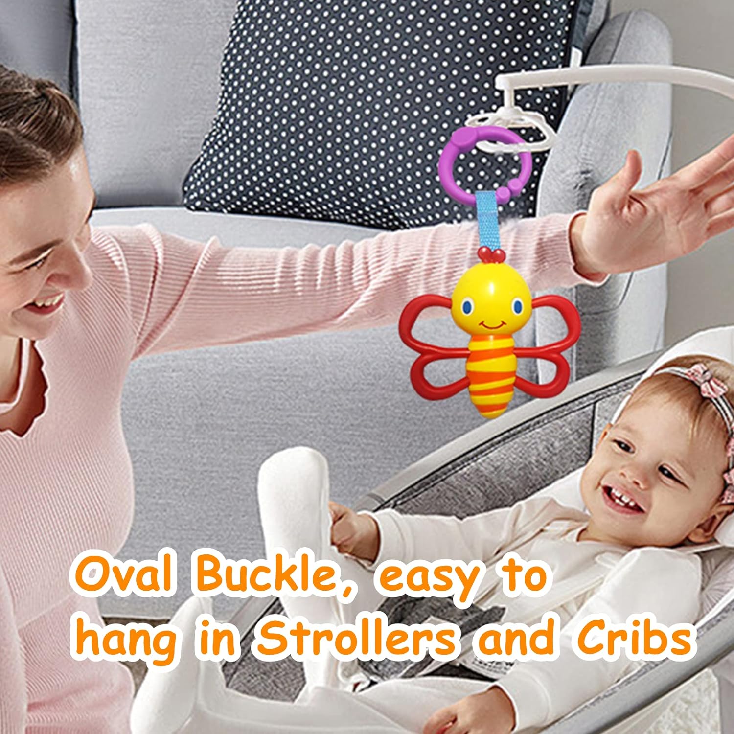 Baby Toys, Cartoon Animal Hanging Rattle Toys, Handbells Baby Rattles, Baby Bed Crib Car Seat Travel Stroller Toys for Infant, Best Birthday Gift for Newborn, 4 Pack