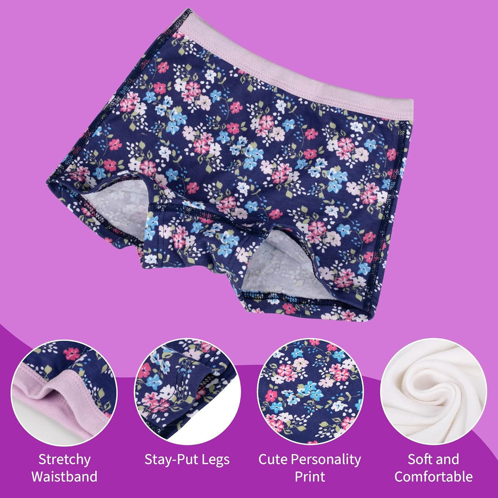 BIG ELEPHANT 10 Pack Toddler Girls' Underwear Boxer Briefs，100% Cotton Super Soft Breathable Panties (3T-10Y)