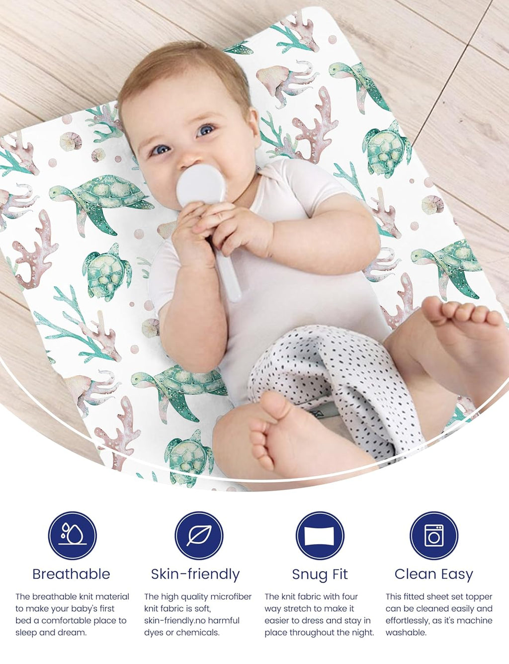 TotAha Changing Pad Cover, Buttery Soft Diaper Changing Pad Covers for Girls Boys, Super Stretchy Jersey Knit Changing Table Covers, 5'' Deep Pocket, 2 Pack