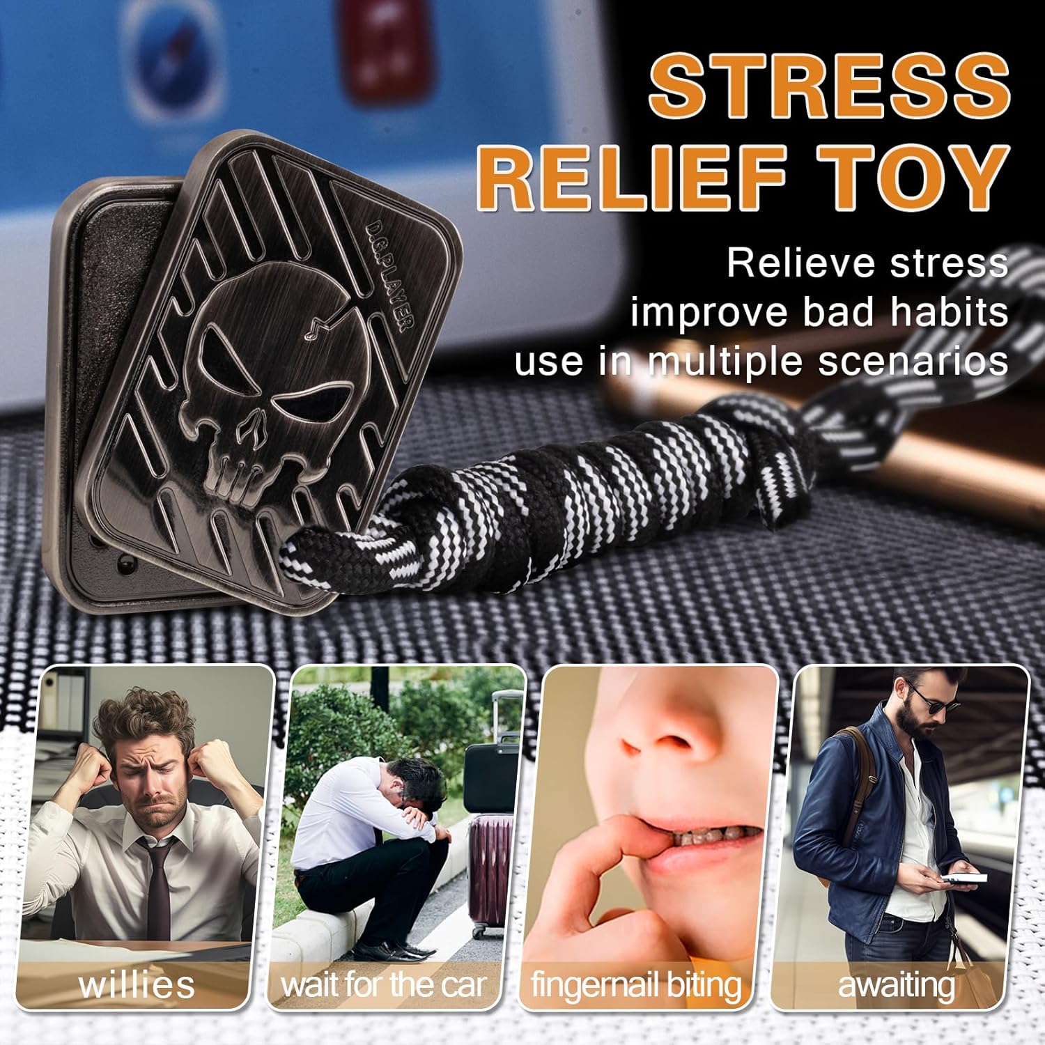 Fidget Toys Adults - Pendants Magnetic Metal EDC Toys for ADHD, Relieve Stress, Tension, Anxiety - Improve Focus - Find Inspiration, Backpack, Purse Hanging Decoration(Grey)