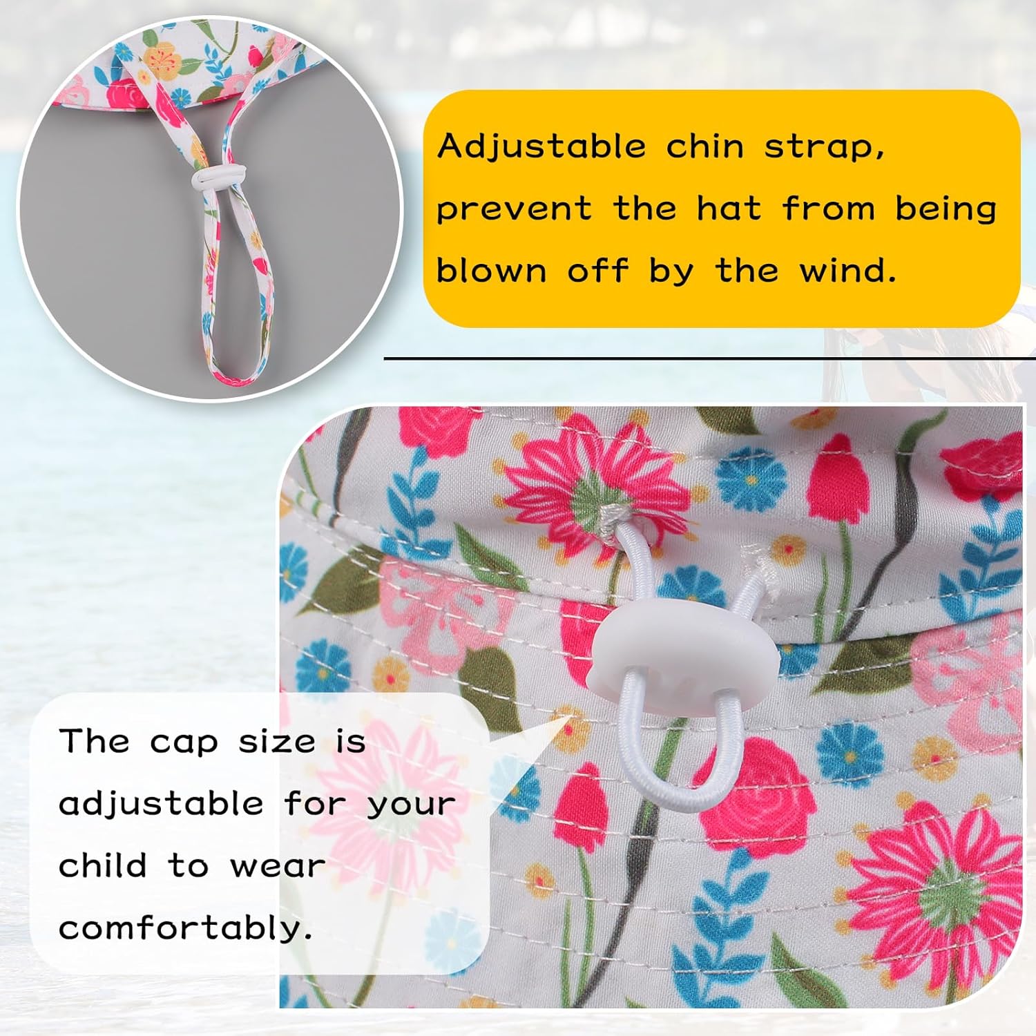 Peecabe Summer Baby Sun Hat for Boys Girls UPF 50+ Wide Brim Toddle Bucket Hat Adjustable Baby Beach Cap 0-8 Years