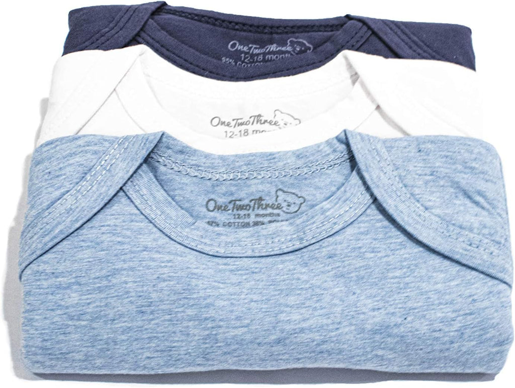 123 Bear Baby Cotton Spandex short-sleeve bodysuits unisex boy girl