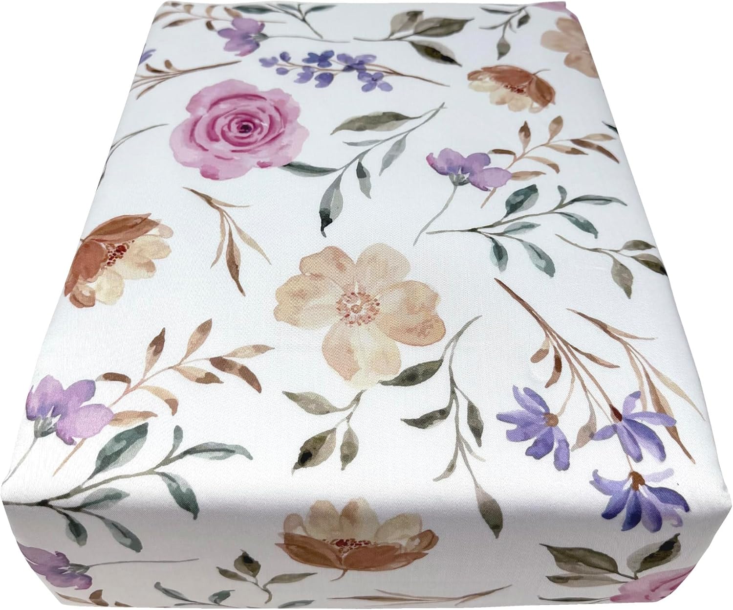 Organic All in One Crib Sheet and Mattress Protector - Waterproof Protectors - Reusable Washable – Fits Cribs – 52”x28”- with 9” Skirt Flower