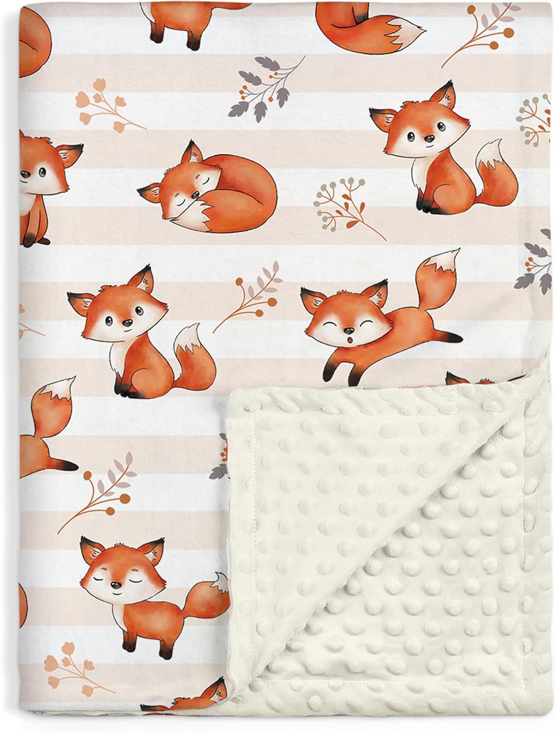 SANDJEST Fox Kid Blankets for Girl Boy - 30 x 40 Minky Blanket with Double Layer Dotted Backing - Shower Gifts for Nursery