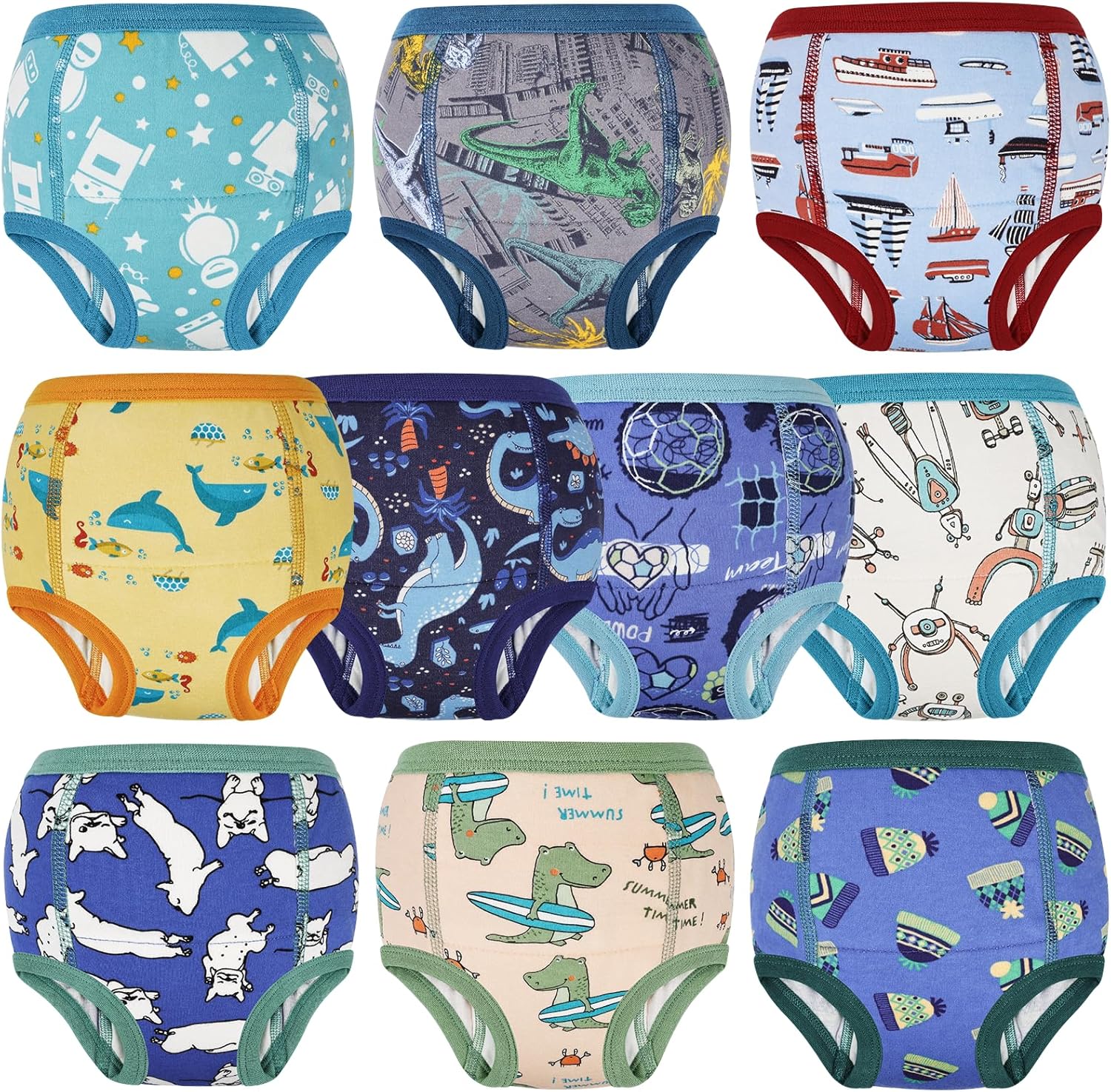 MooMoo Baby Potty Training Underwear Absorbent Toddler Training Pants for Boys and Girls 10 Packs Cotton Pee Pants 2T-9T