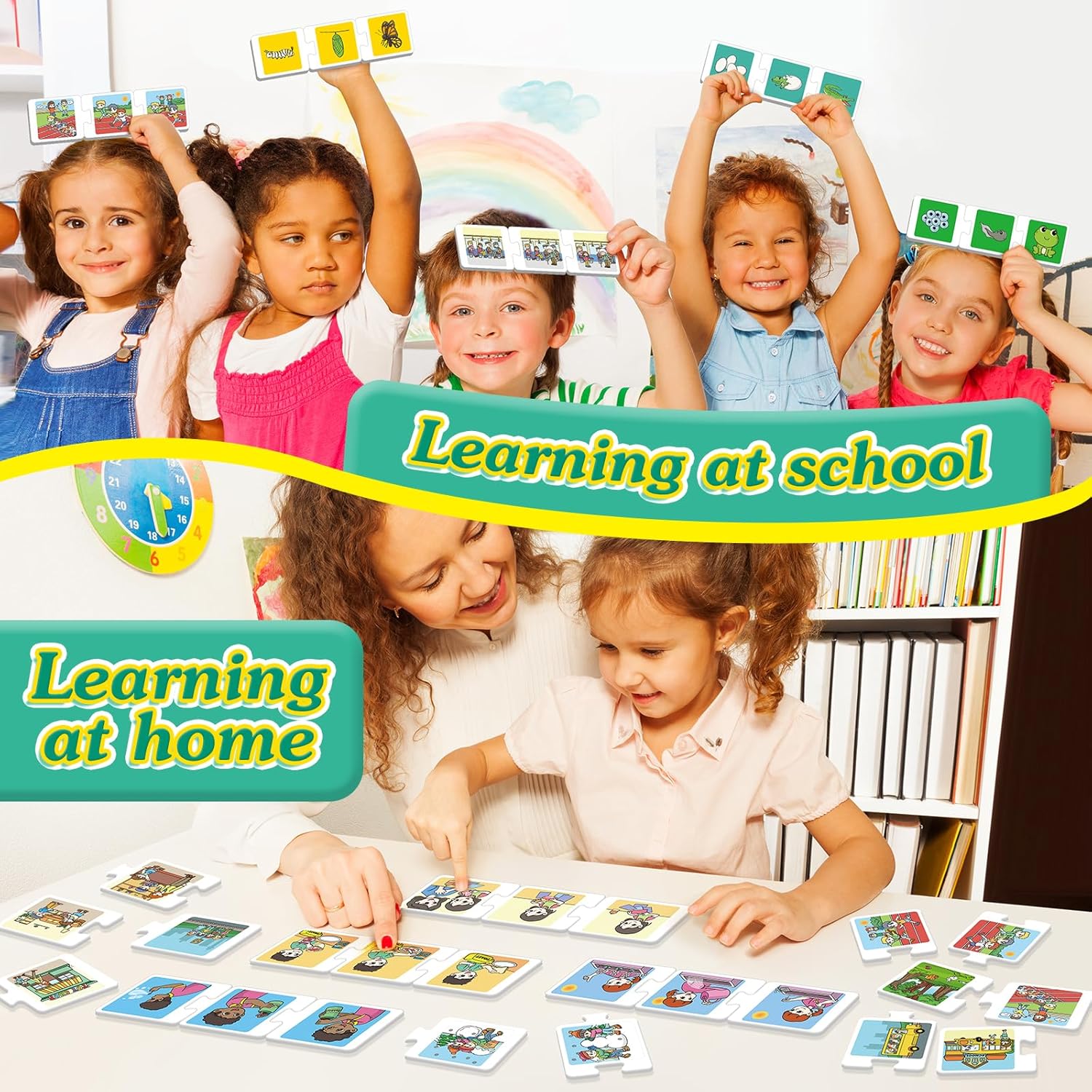 Sequencing Puzzle Cards,Sequence Board Game for Kids,Speech Therapy Materials for Autism,Storytelling,Social Skills,Sentence Building,Toddler Puzzles,Learning Activities,Classroom &Homeschool
