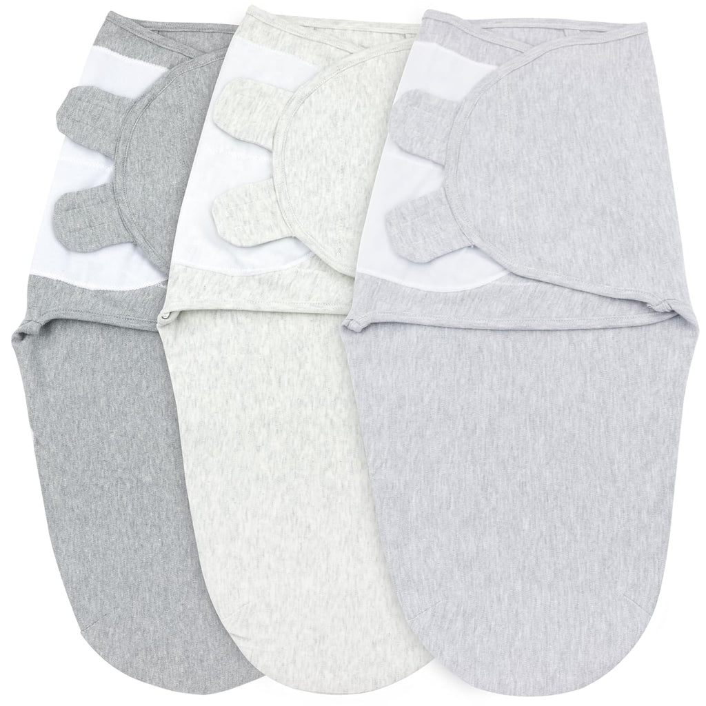 Bublo Baby Swaddles for Newborns – 3-Pack Infant Swaddles 0-3 Months – Adjustable Swaddle Sleep Sack – Soft Organic Cotton Baby Wrap for Safe & Cozy Sleep (Melange Grey)