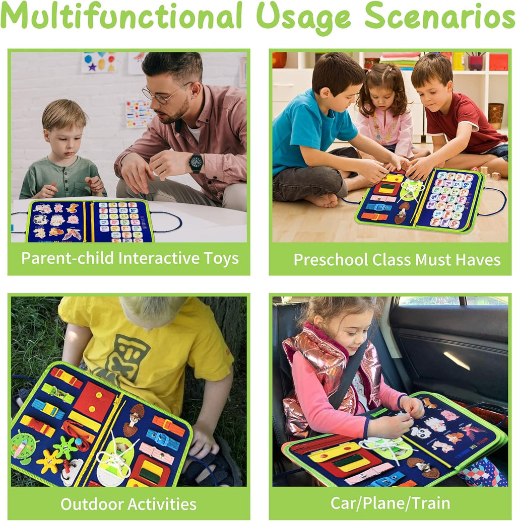 TenFans Busy Board - Montessori Toys for 1 2 3 Years Old - Sensory Toys for Autism - Toddler Toys Gift for Boys & Girls Learning Fine Motor Skills