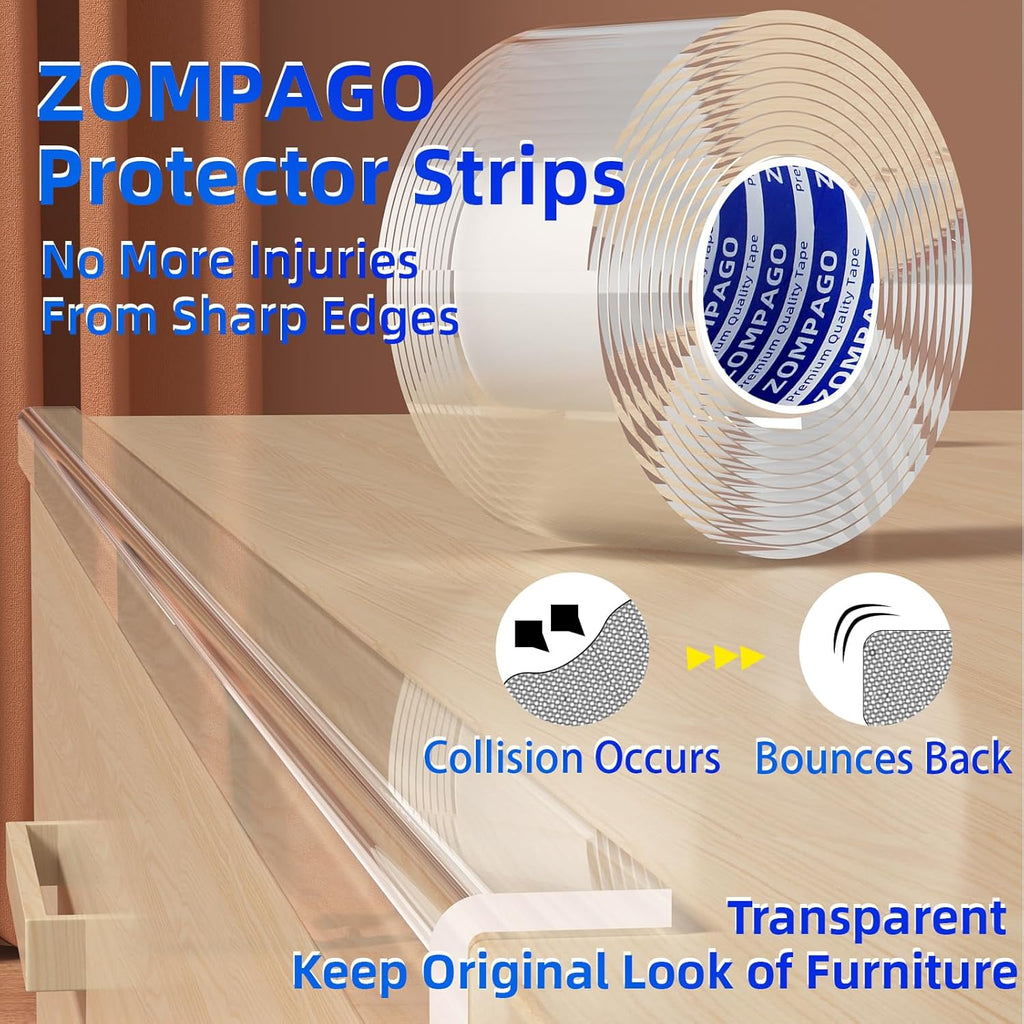Clear Soft Corner Protectors for Furniture Strip,2in x9.84FT,2 Rolls,Sharp Edge & Table Bumper,Window Edge,Wall Protector, Soft Corner Guards Safe for Proof,Table Corner Protectors in Family