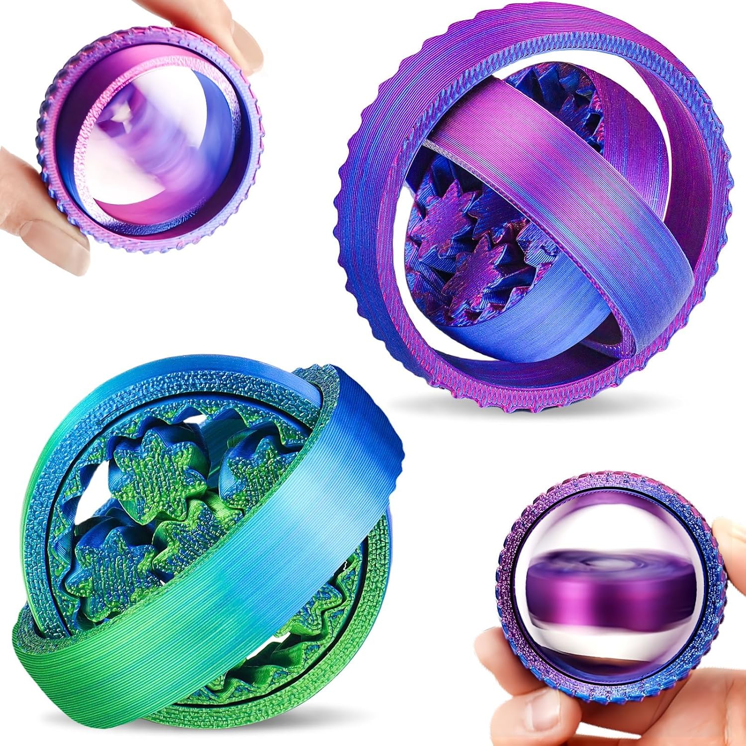 2-Pack 3D Printed Fidget Spinners for Kids & Adults - Stress Relief Toys for ADHD, Anxiety & Sensory Needs | Quiet Office Desk Toy & Party Favors - Birthday Goodie Bag Fillers for Kids