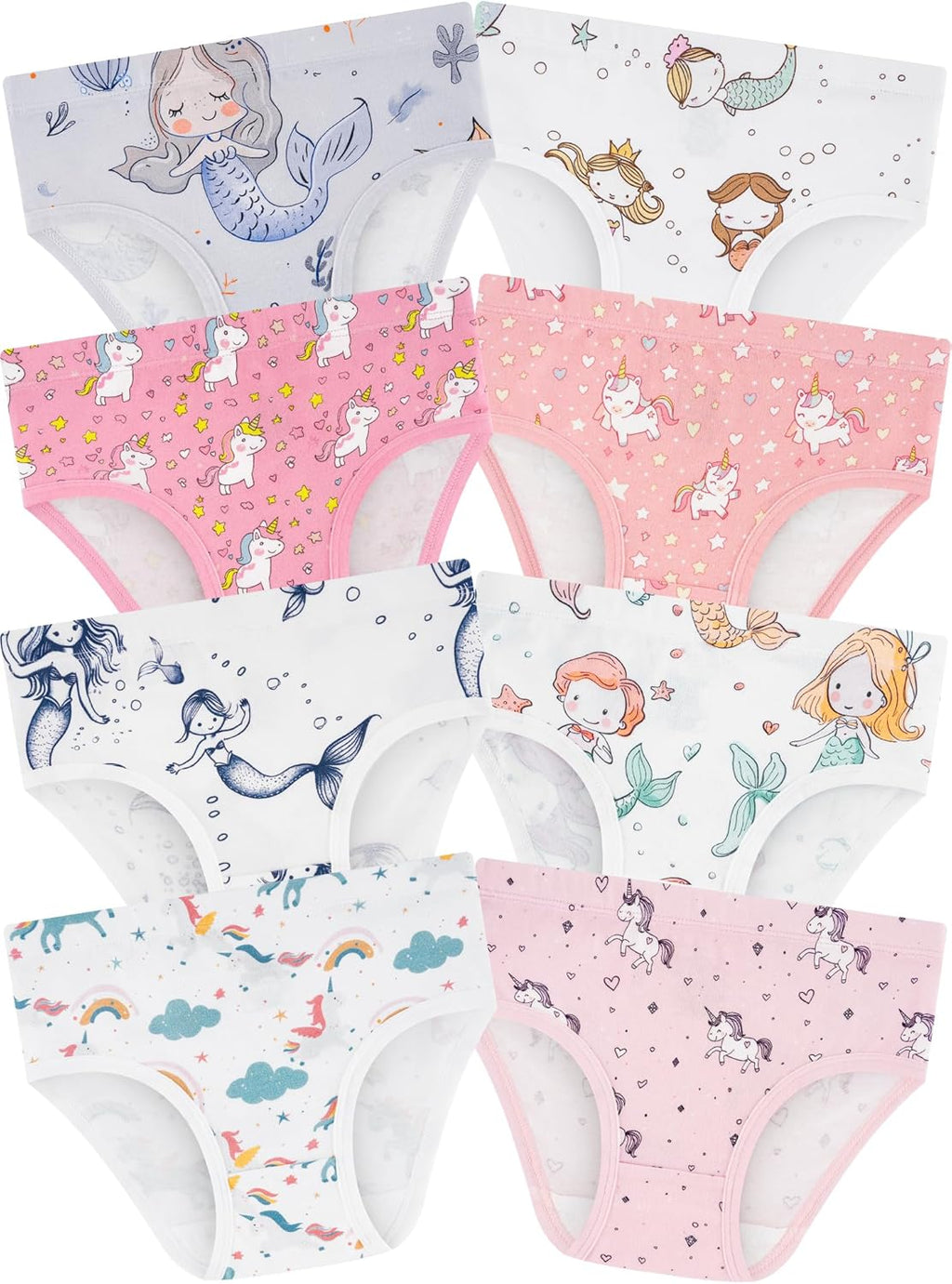 Girls' Underwear,Soft Cotton Tagless Panties for Toddlers' & Little Kids' Comfort,Breathable Briefs,8-Pack