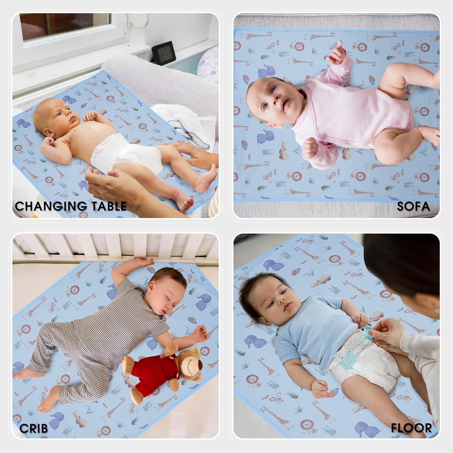 Vegan Leather Baby Changing Mat - Wipeable Portable Changing Pad, Foldable Travel Changing Mat for Baby, Newborns Toddlers Shower Gifts (Animal,20"*28")