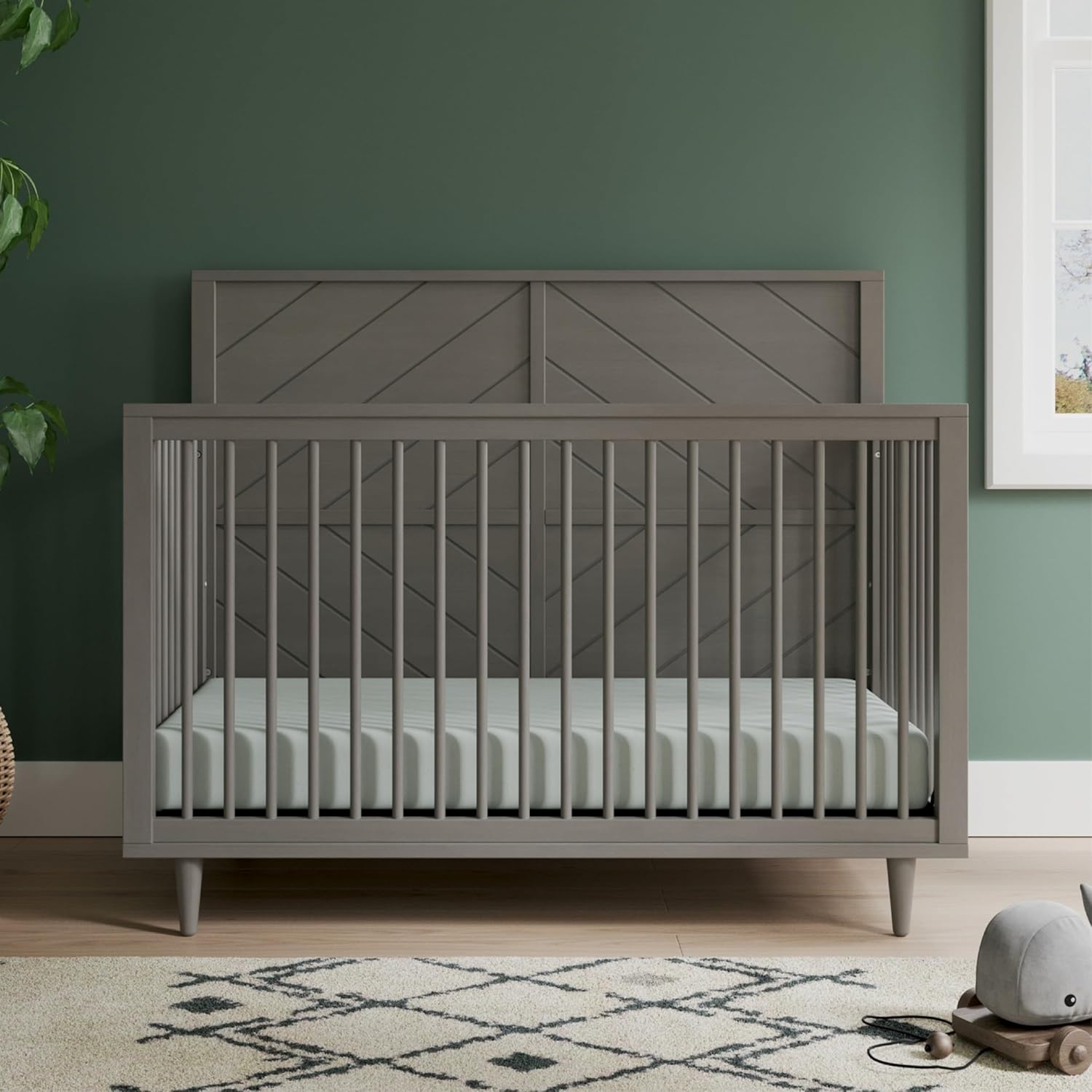 Child Craft Surrey Hill 4-in-1 Convertible Crib, Baby Crib Converts to Day Bed, Toddler Bed and Full Size Bed, 3 Adjustable Mattress Positions, Non-Toxic, Baby Safe Finish (Lunar Gray)