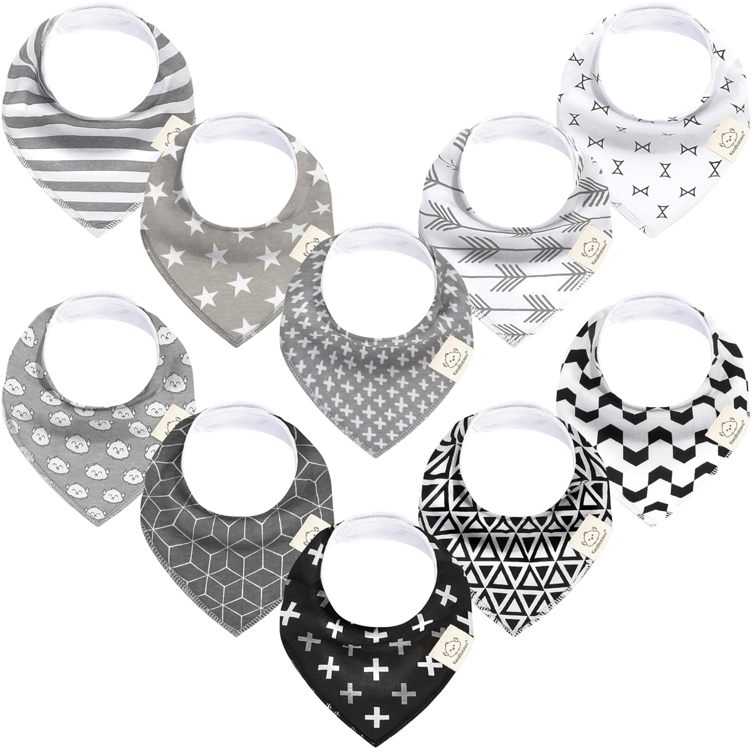 10-Pack Organic Baby Bandana Bibs for Girls - Super Absorbent Triangle Baby Bibs for Drooling and Teething Infant, 100% Cotton Extra Soft for Newborn, Infant 0-36 Months (MONOS)