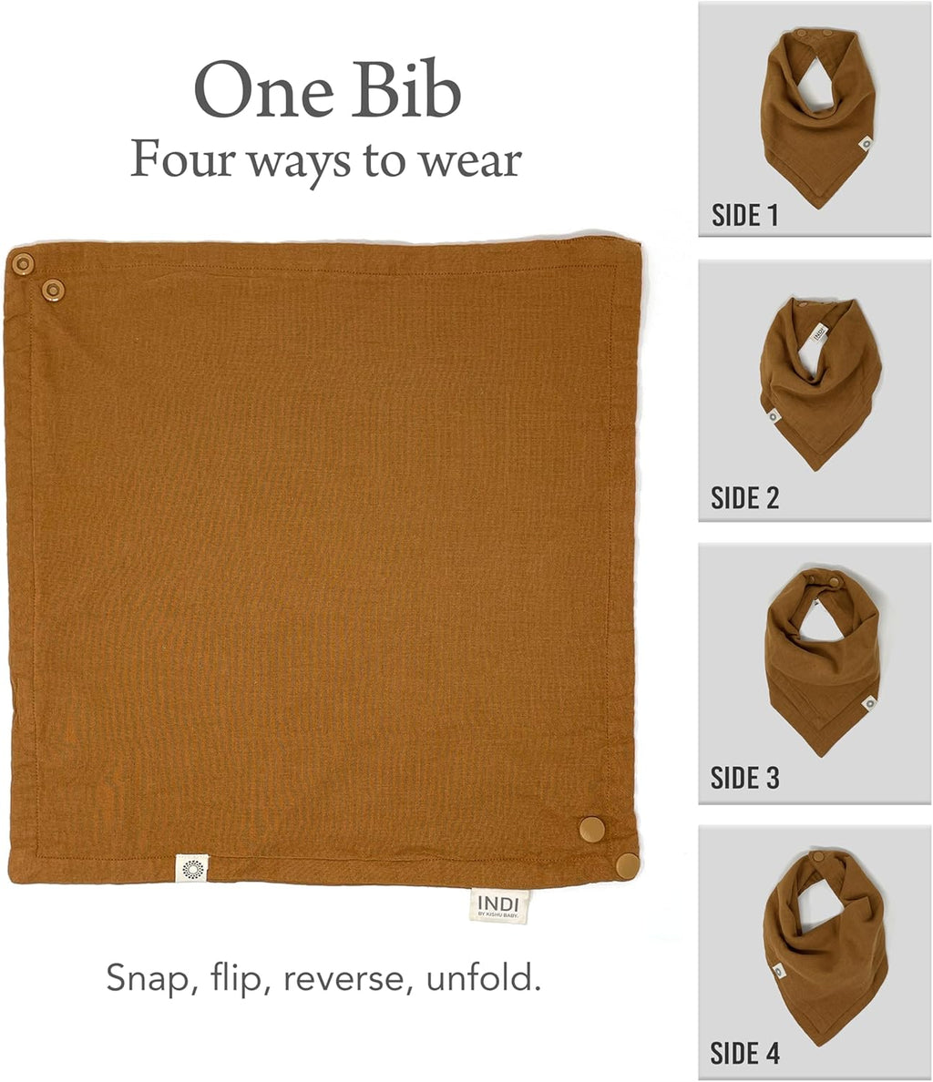 Kishu Baby Indi Organic Baby Bandana Bibs – Fairtrade 4-Way Reversible Drool Bibs for Boys & Girls – Unisex (Set of 5)