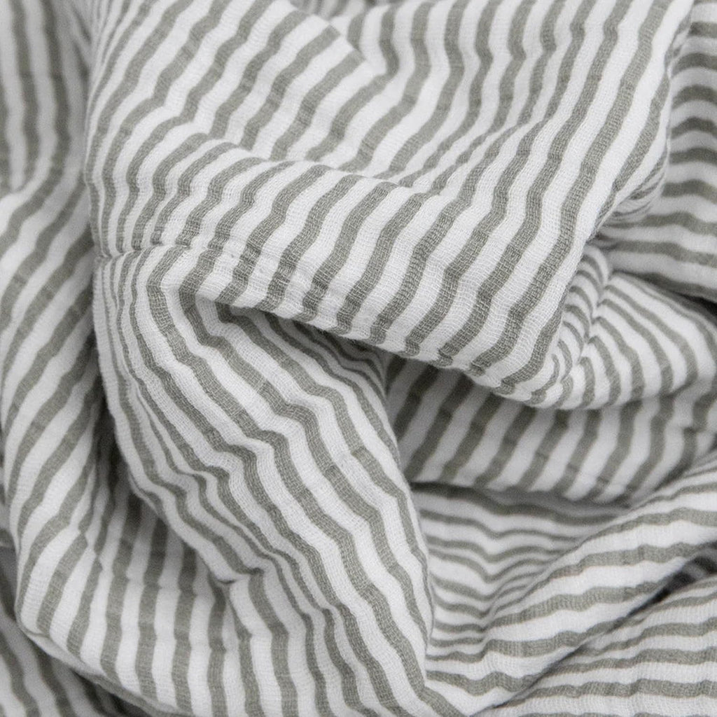 Little Unicorn Newborn Receiving Quilt | Ultra- Soft, Multi-Layered Muslin Fabric | Gift for Newborns & on-The-go (Grey Stripe)