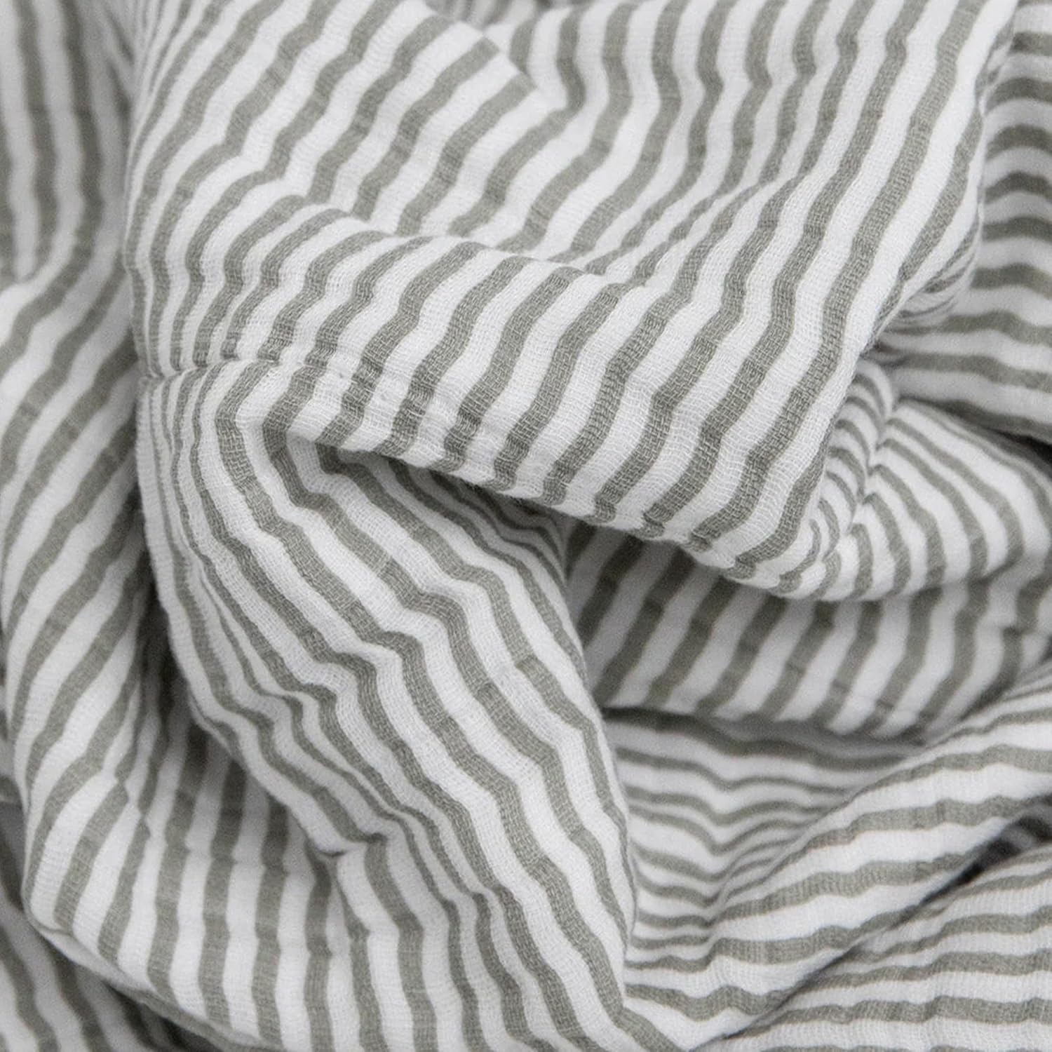 Little Unicorn Newborn Receiving Quilt | Ultra- Soft, Multi-Layered Muslin Fabric | Gift for Newborns & on-The-go (Grey Stripe)
