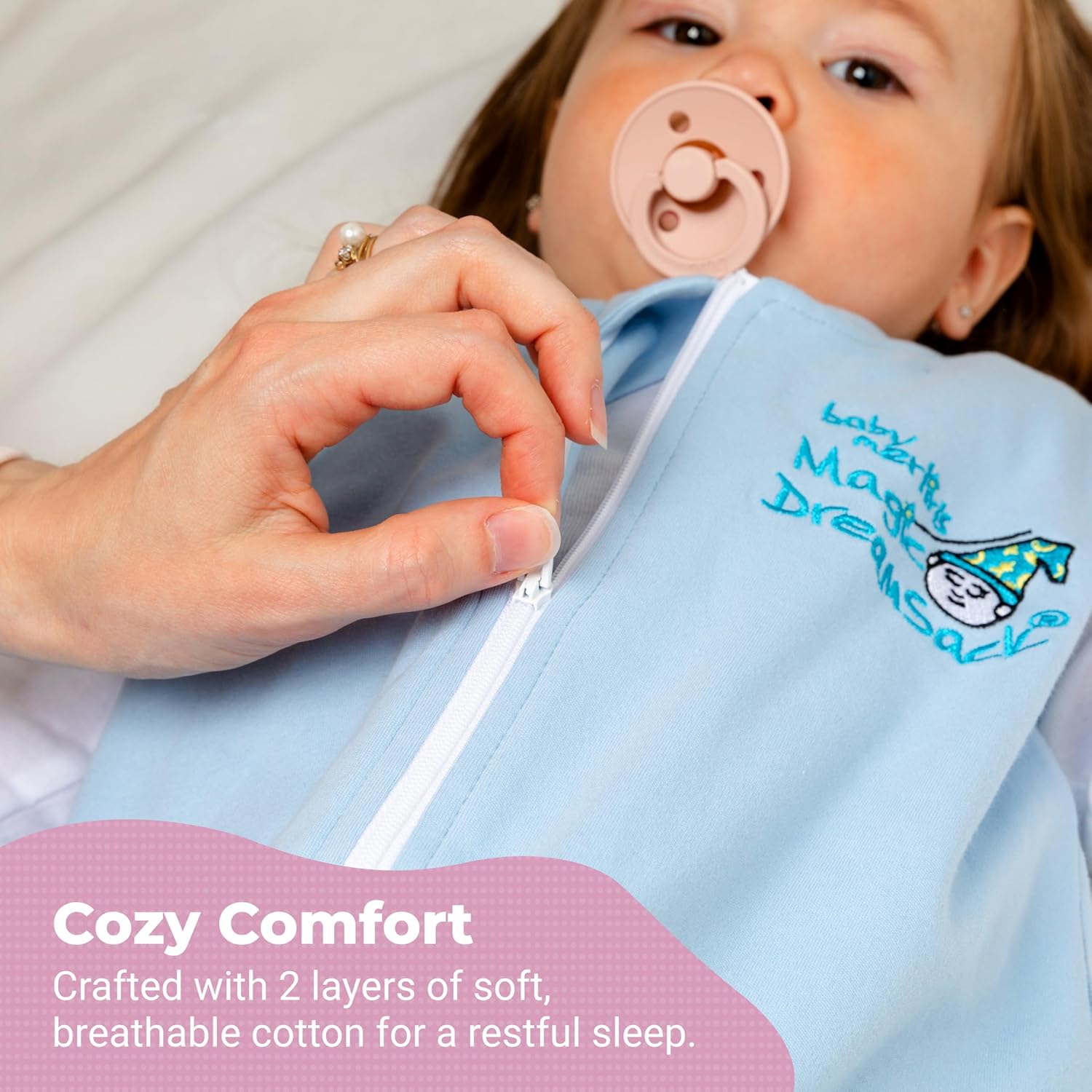 Magic Sleepsuit Baby Merlin's Cotton Baby Swaddle Transition Product - Soft and Cozy Design, Double Zipper for Easy Diaper Changes, Promotes Safe Sleep, 3-6 Months - Sage Green - Large 18-21lbs