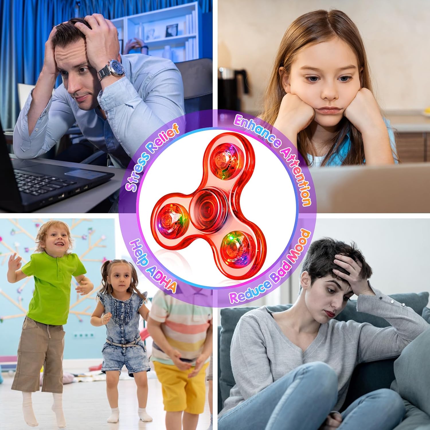 Gigilli Fidget Spinners, Led Light Up Fidget Spinners for Kids 6-12, Party Favors Goodie Bag Stuffers Glow in The Dark Party Supplies, Birthday Fidget Toy Classroom Prizes Return Gifts