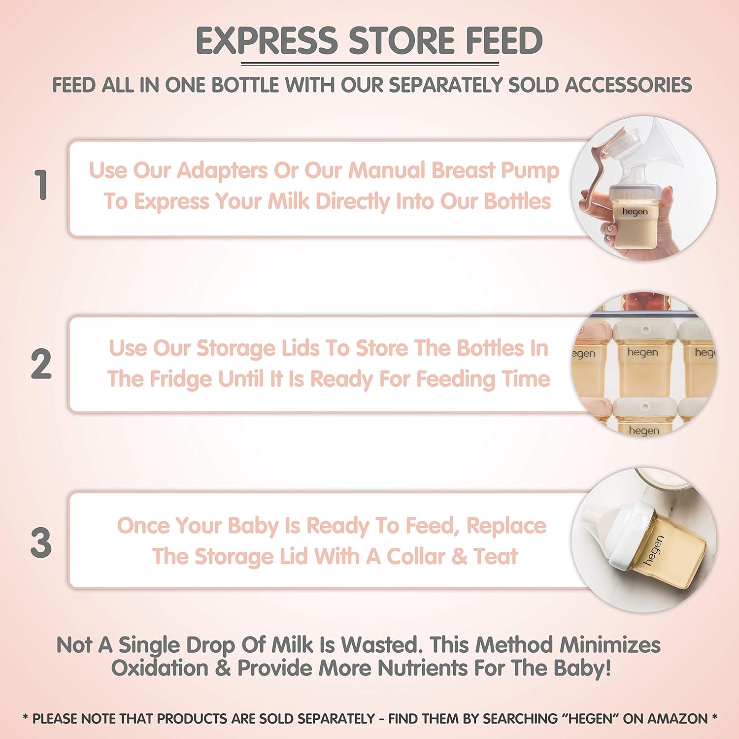 Hegen Easy to Clean Anti-Colic Baby Bottle, 8oz for 3 to 6 Months (2-Pack)