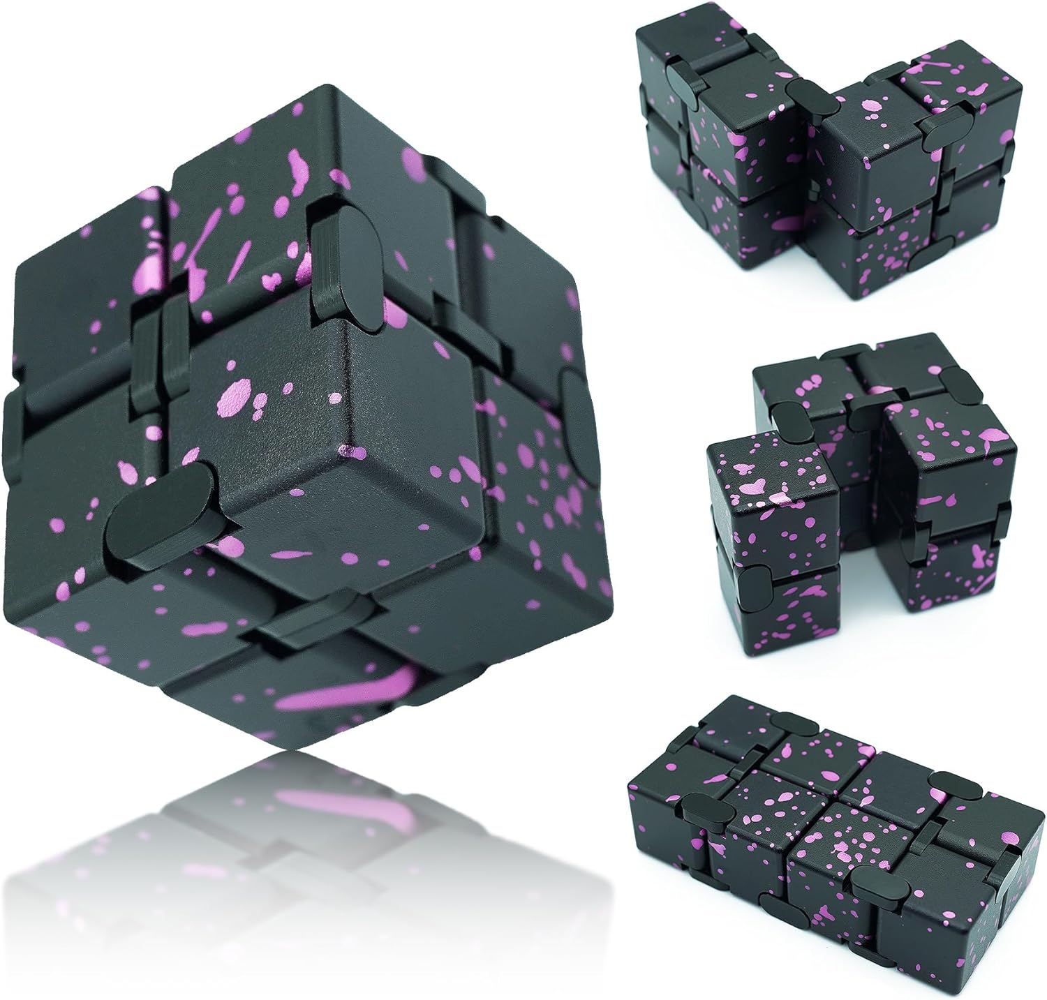 Infinity Cube, Metal Fidget Toy Infinity Cubes, ADHD Fidgets Toys for Adults, Fidgets Sensory Toys for Kids, Adults Fidget Toys for Mother Father (Black Pink)
