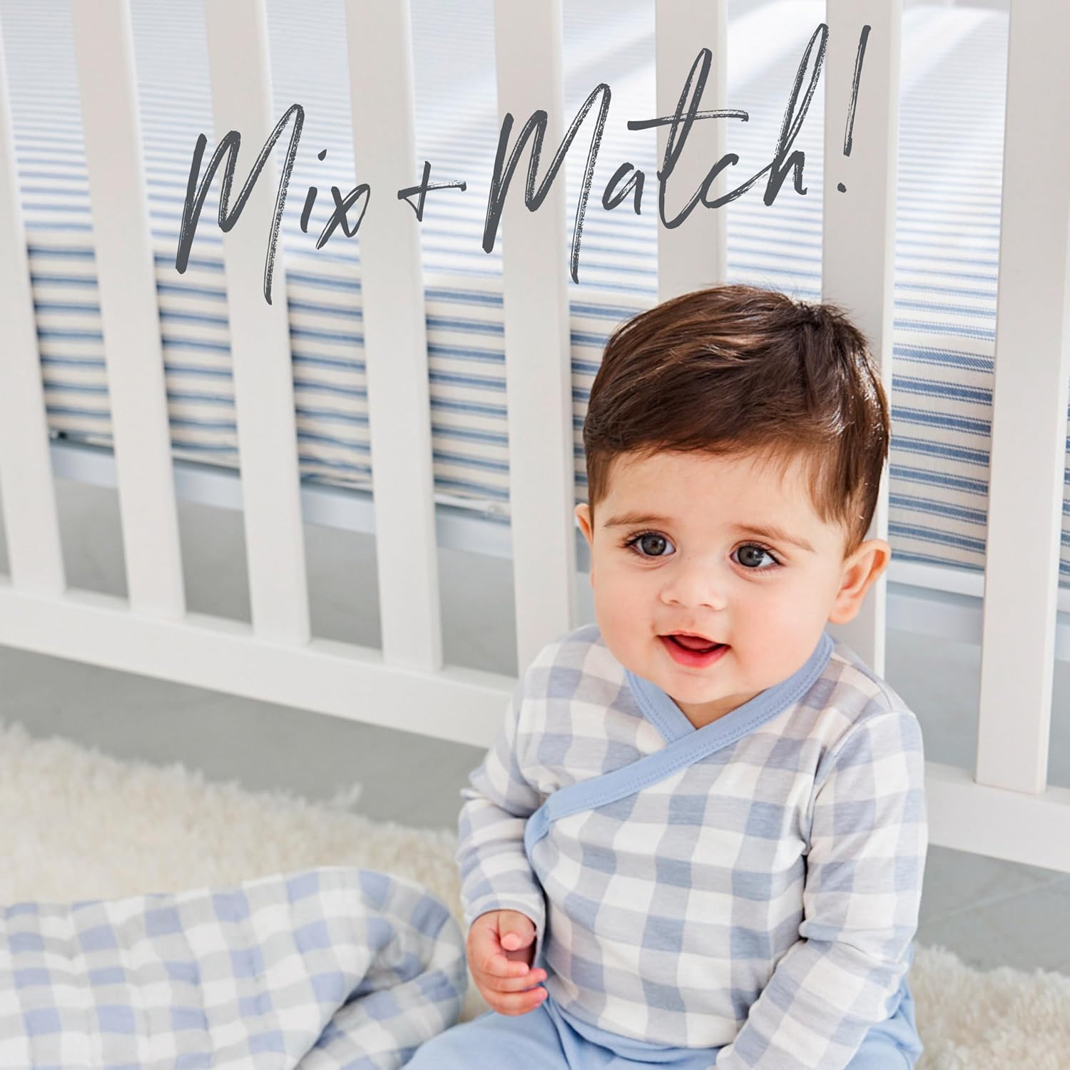 HonestBaby Unisex-Baby Fitted Crib Sheets Set Standard Mattress, 100% Organic Cotton Baby Boys, Girls, Neutral, 1 Pack - Peach Skin Painted Buffalo Check, One Size